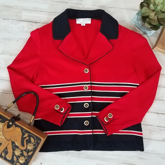 St. John Collection Jackets & Blazers - St. John Collection Red knit blazer jacket, sz 6